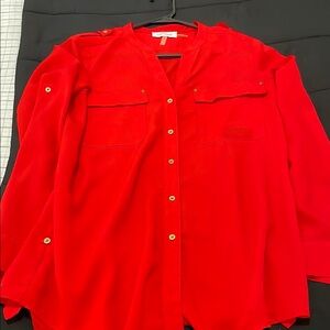 Red Button-Up Blouse